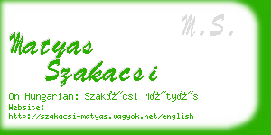 matyas szakacsi business card